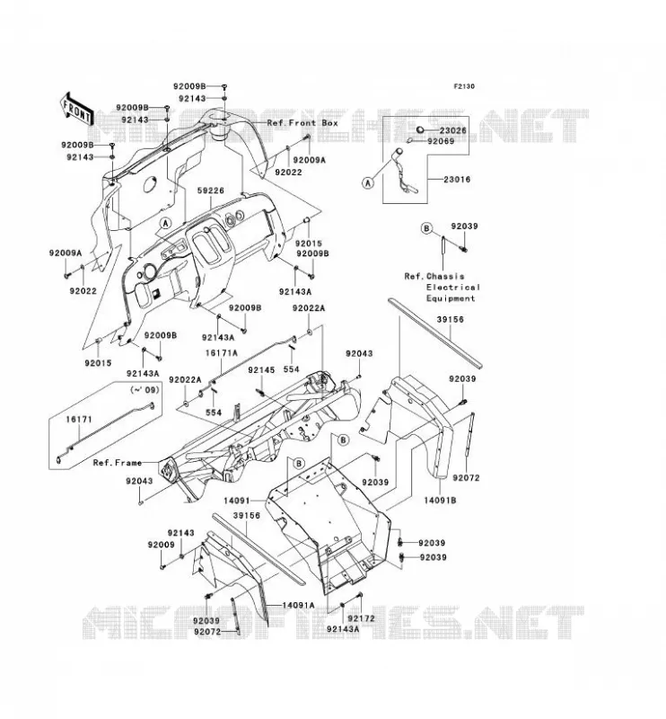 PIECE DE CADRE(AVANT) Kawasaki SSV 400 2008 MULE 610 4X4  KAF400A8F