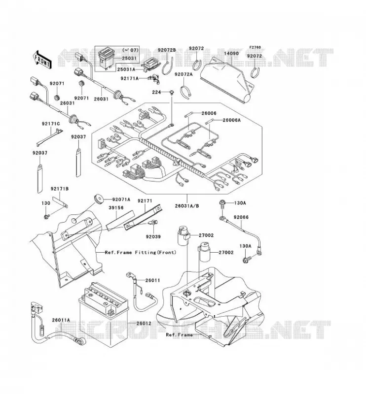 CHASSIS EQUIPMENT ELECTRIQUE Kawasaki SSV 400 2008 MULE 610 4X4  KAF400A8F