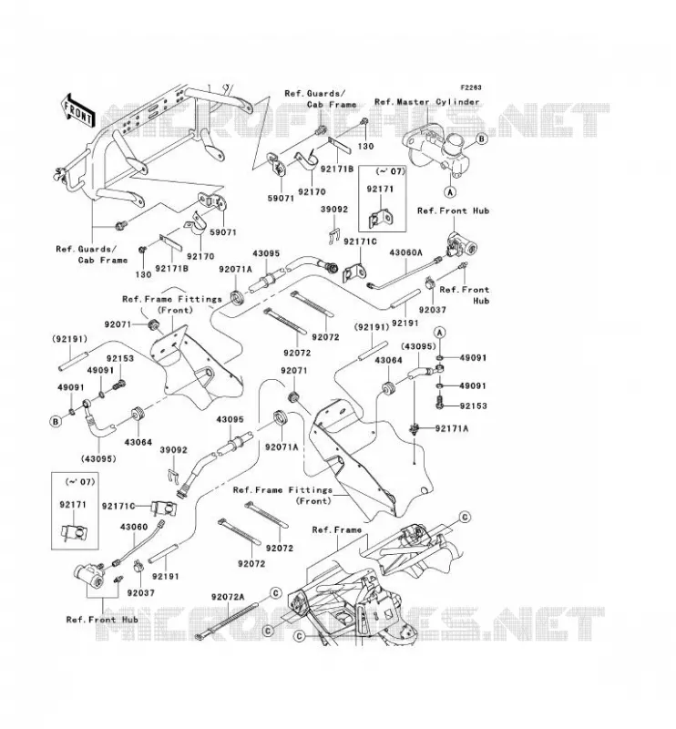 DURIT DE FREIN AVANT Kawasaki SSV 400 2009 MULE 610 4X4  KAF400A9F
