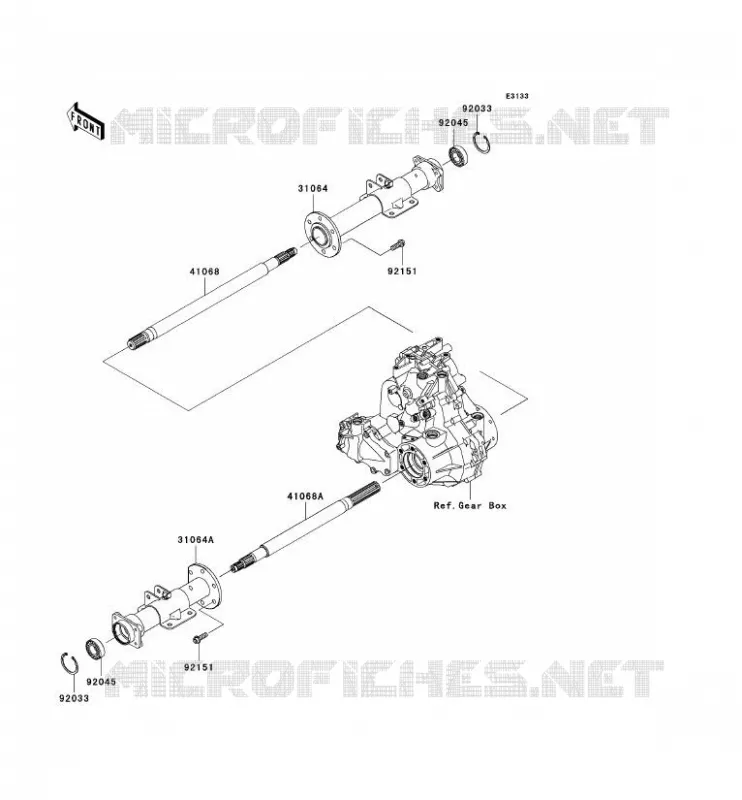 AXE ARRI&Egrave;RE Kawasaki SSV 400 2009 MULE 610 4X4  KAF400A9F