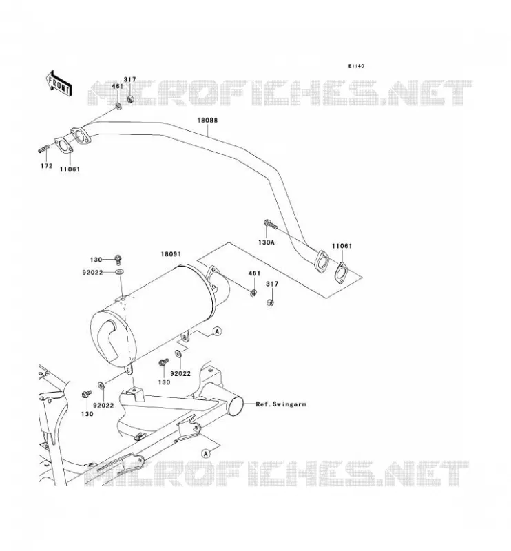&Eacute;CHAPPEMENT Kawasaki SSV 400 2010 MULE 610 4X4  KAF400AAF