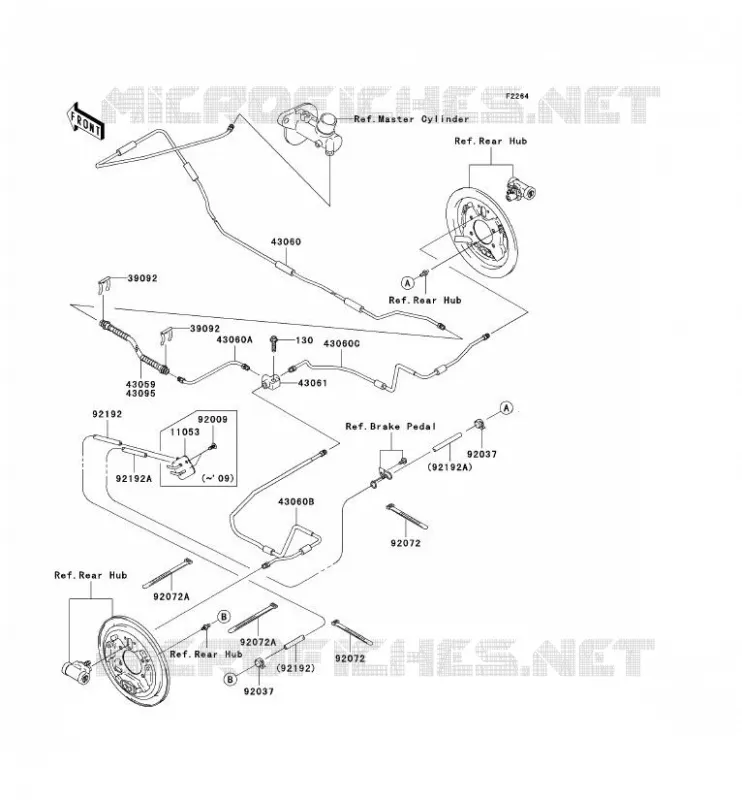 FLEXIBLE DE FREIN ARRIERE Kawasaki SSV 400 2010 MULE 610 4X4  KAF400AAF