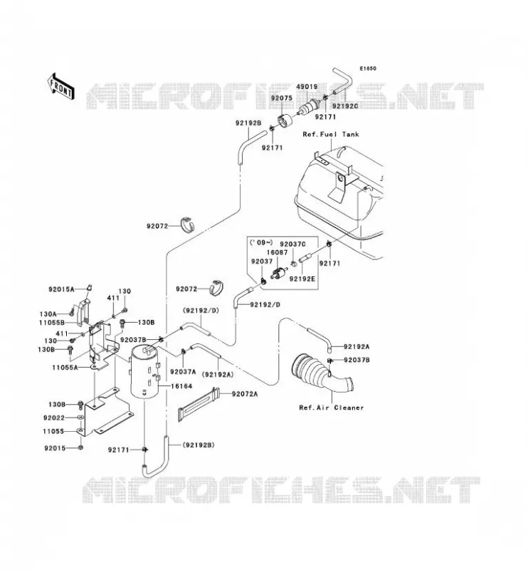 SYSTEME D'EVAPORATION CARBURANT(CA) Kawasaki SSV 400 2010 MULE 610 4X4  KAF400AAF