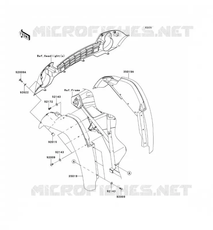 GARDE BOUE AVANT Kawasaki SSV 400 2011 MULE 610 4X4  KAF400ABF