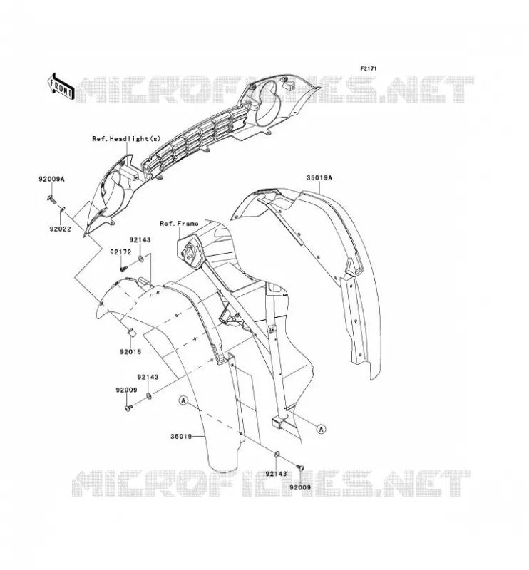GARDE BOUE AVANT Kawasaki SSV 400 2012 MULE 610 4X4  KAF400ACF