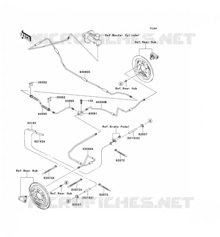 FLEXIBLE DE FREIN ARRIERE Kawasaki SSV 400 2015 MULE 610 4X4  KAF400AFF