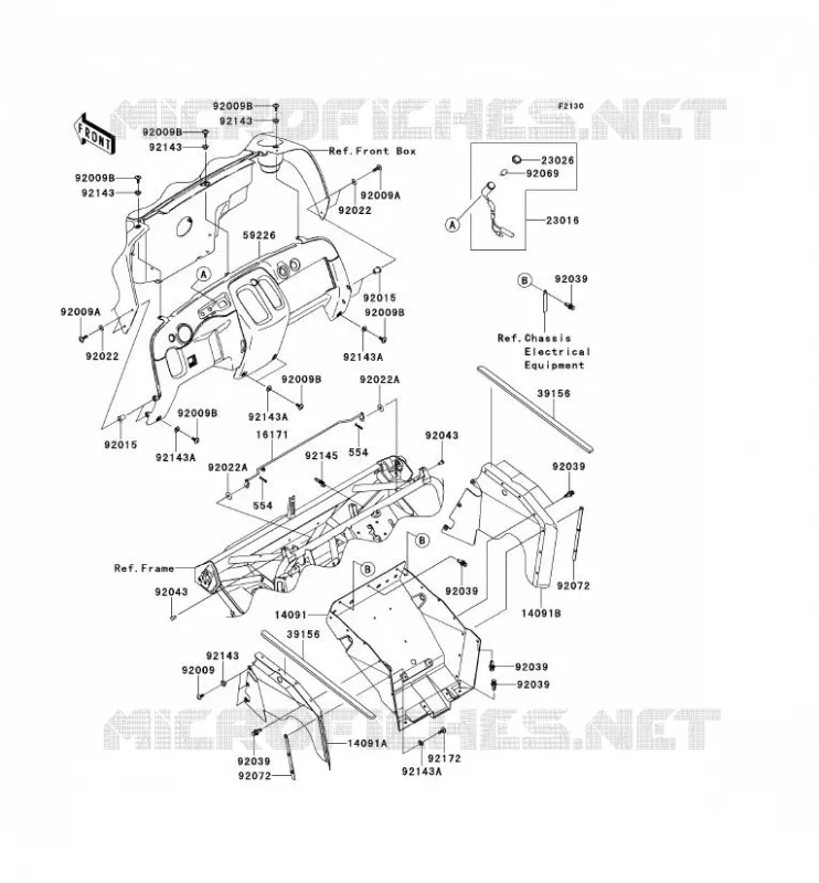 PIECE DE CADRE(AVANT) Kawasaki SSV 400 2015 MULE 610 4X4  KAF400AFF
