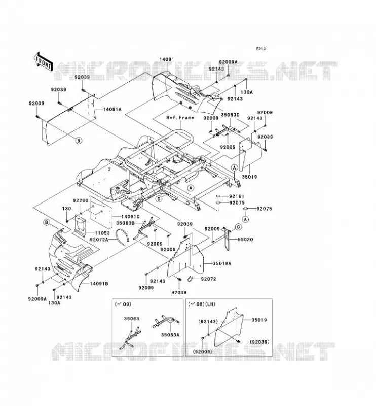 PIECE DE CADRE(ARRI&Egrave;RE) Kawasaki SSV 400 2006 MULE 600  KAF400B6F
