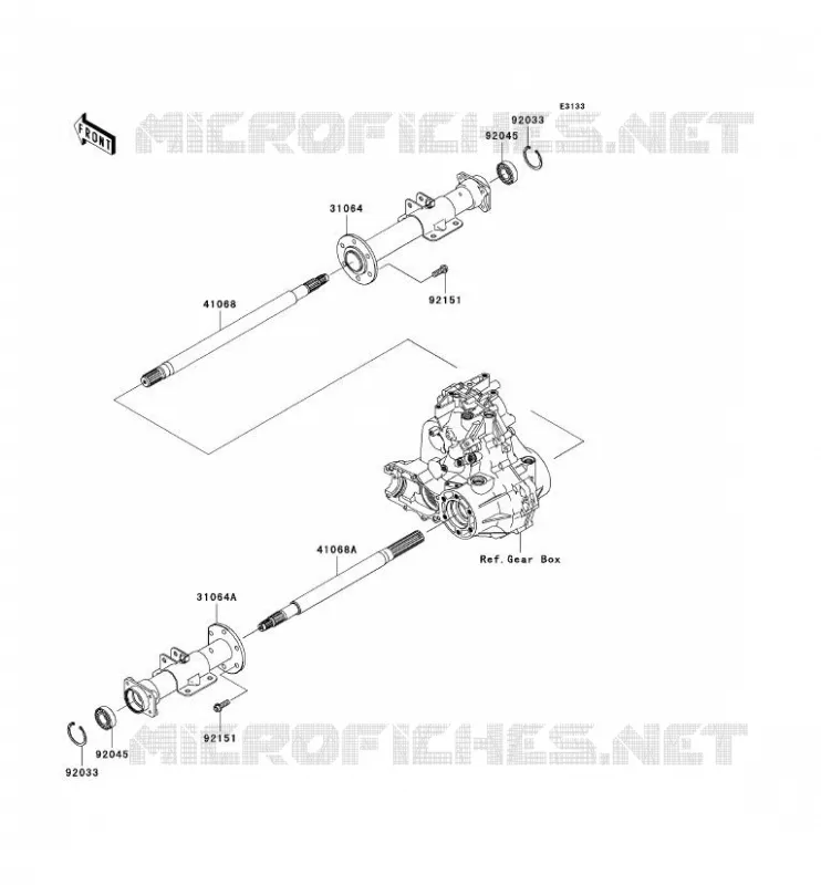 AXE ARRI&Egrave;RE Kawasaki SSV 400 2007 MULE 600  KAF400B7F