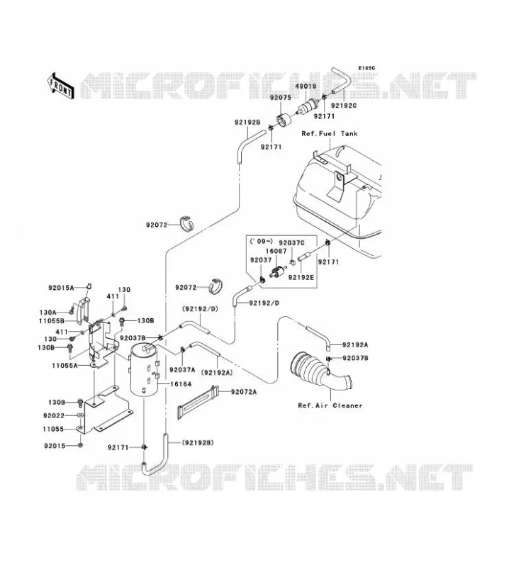 SYSTEME D'EVAPORATION CARBURANT(CA) Kawasaki SSV 400 2009 MULE 600  KAF400B9F