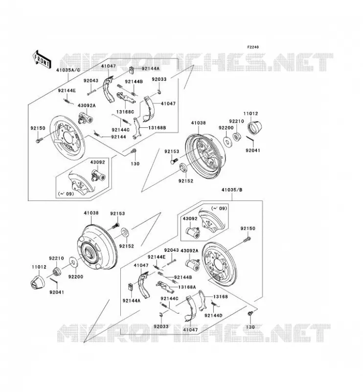 MOYEU ARRIERE/FREIN Kawasaki SSV 400 2010 MULE 600  KAF400BAF
