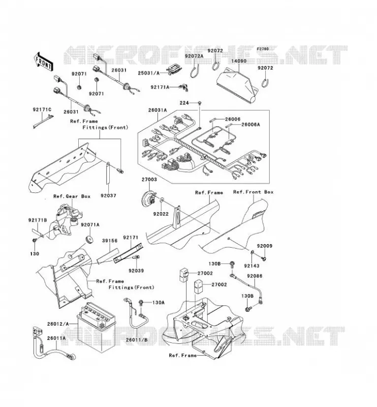 CHASSIS EQUIPMENT ELECTRIQUE Kawasaki SSV 400 2011 MULE 600  KAF400BBF