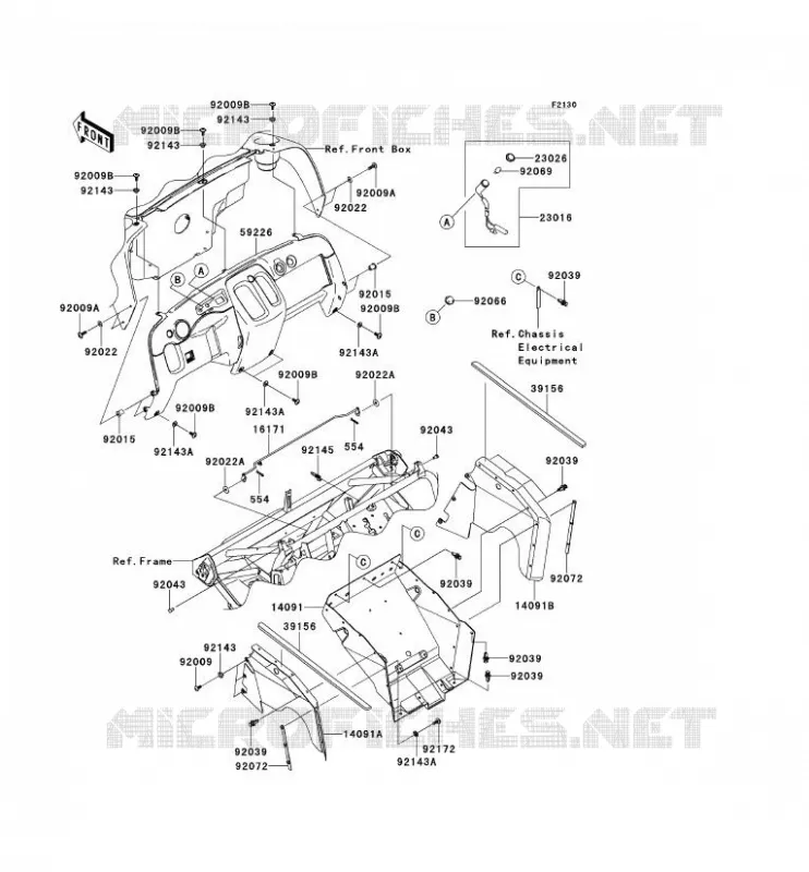 PIECE DE CADRE(AVANT) Kawasaki SSV 400 2012 MULE 600  KAF400BCF