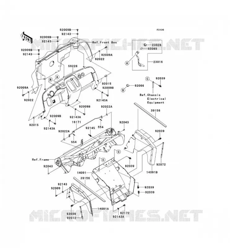 PIECE DE CADRE(AVANT) Kawasaki SSV 400 2013 MULE 600  KAF400BDF