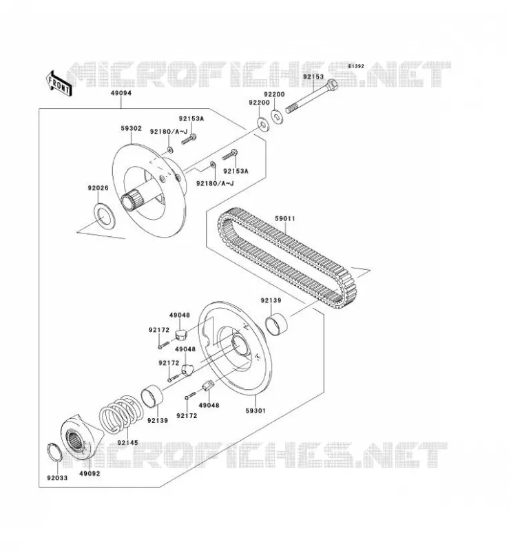 VARIATEUR PRIMAIRE/COURROIE Kawasaki SSV 400 2014 MULE 600  KAF400BEF