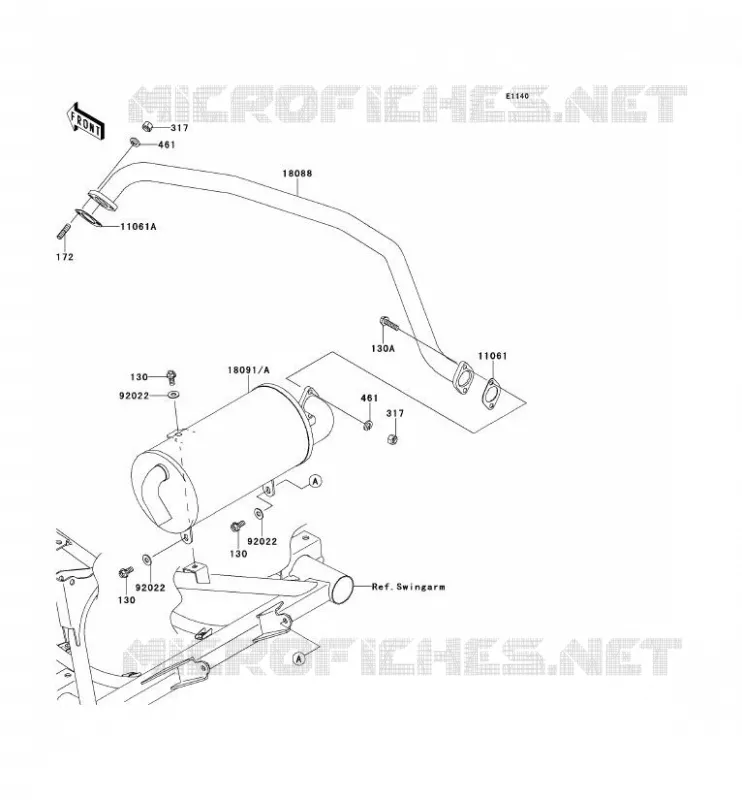 &Eacute;CHAPPEMENT Kawasaki SSV 400 2014 MULE 600  KAF400BEF