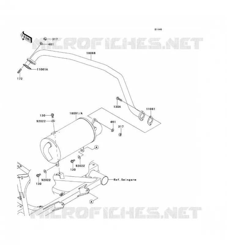 &Eacute;CHAPPEMENT Kawasaki SSV 400 2014 MULE 600  KAF400BEF