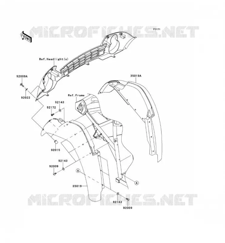 GARDE BOUE AVANT Kawasaki SSV 400 2014 MULE 600  KAF400BEF