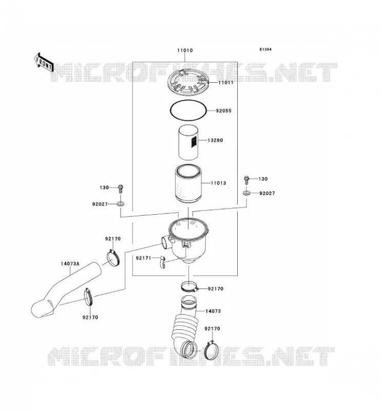 FILTRE A AIR - CONVERTISSEUR Kawasaki SSV 400 2015 MULE 600  KAF400BFF