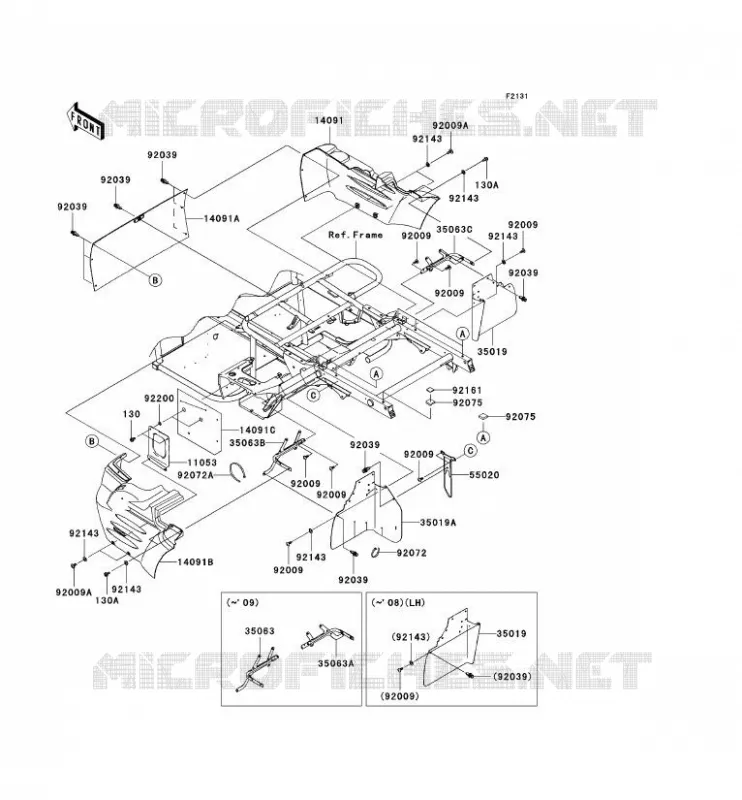 PIECE DE CADRE(ARRI&Egrave;RE) Kawasaki SSV 400 2006 MULE 610 4X4  KAF400C6F