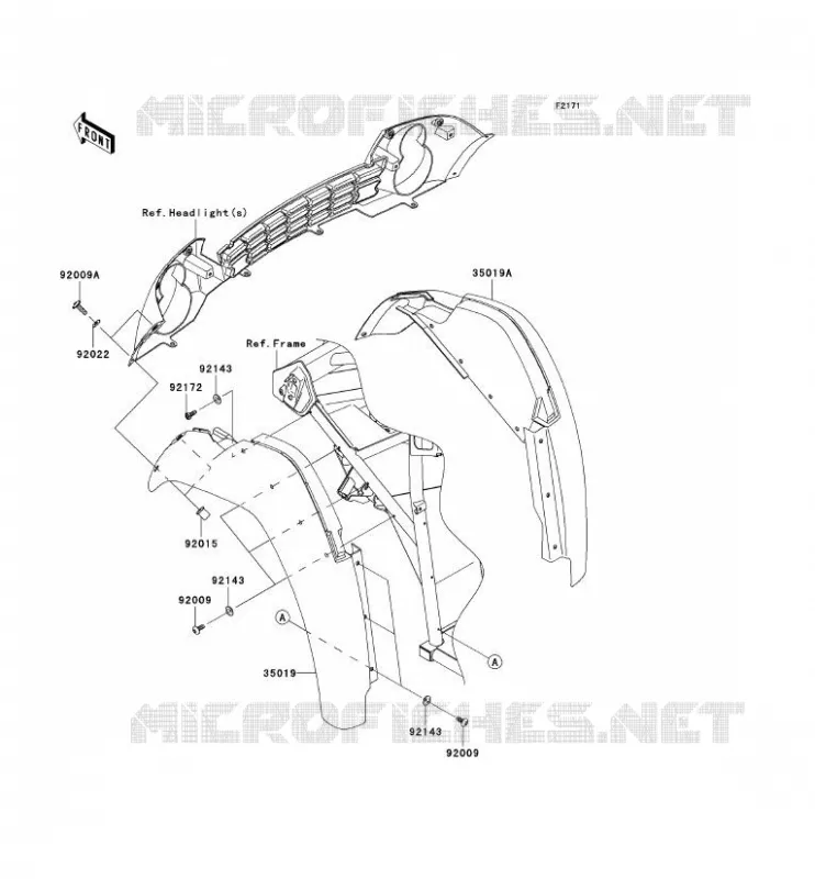 GARDE BOUE AVANT Kawasaki SSV 400 2007 MULE 610 4X4  KAF400C7F