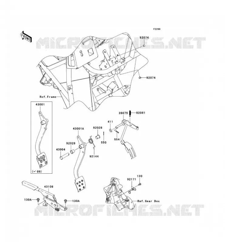 PEDALE DE FREIN/LEVIER ACCELERATEUR Kawasaki SSV 400 2009 MULE 610 4X4  KAF400C9F