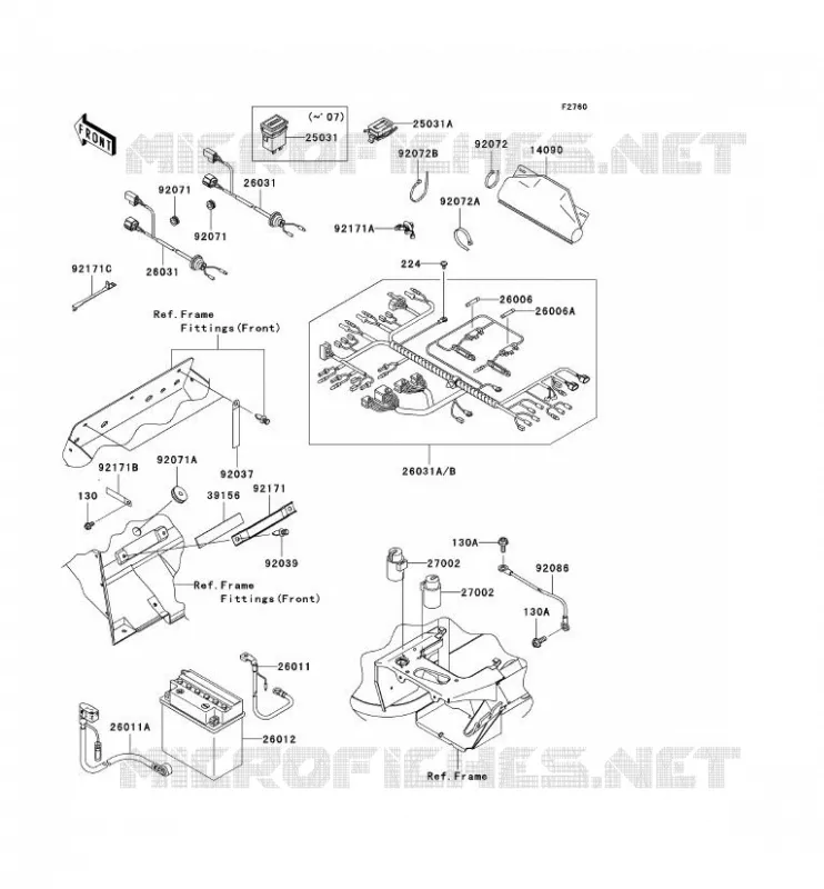 CHASSIS EQUIPMENT ELECTRIQUE Kawasaki SSV 400 2010 MULE 610 4X4  KAF400CAF
