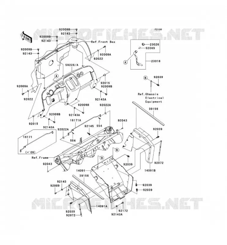 PIECE DE CADRE(AVANT) Kawasaki SSV 400 2010 MULE 610 4X4  KAF400CAF