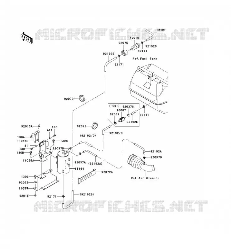 SYSTEME D'EVAPORATION CARBURANT(CA) Kawasaki SSV 400 2010 MULE 610 4X4  KAF400CAF