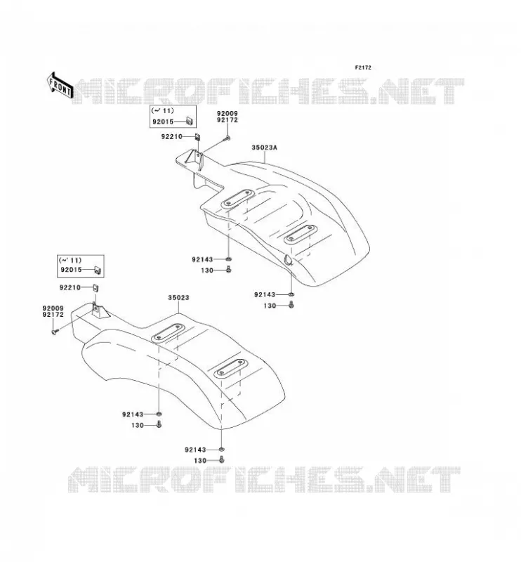 GARDE BOUE ARRI&Egrave;RE Kawasaki SSV 400 2011 MULE 610 4X4 XC  KAF400DBF