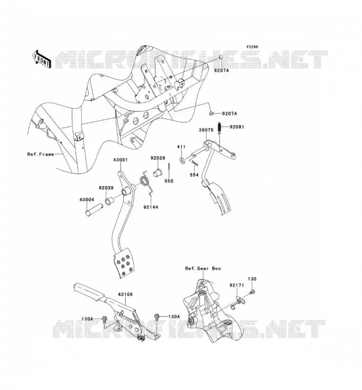 PEDALE DE FREIN/LEVIER ACCELERATEUR Kawasaki SSV 400 2011 MULE 610 4X4 XC  KAF400DBF