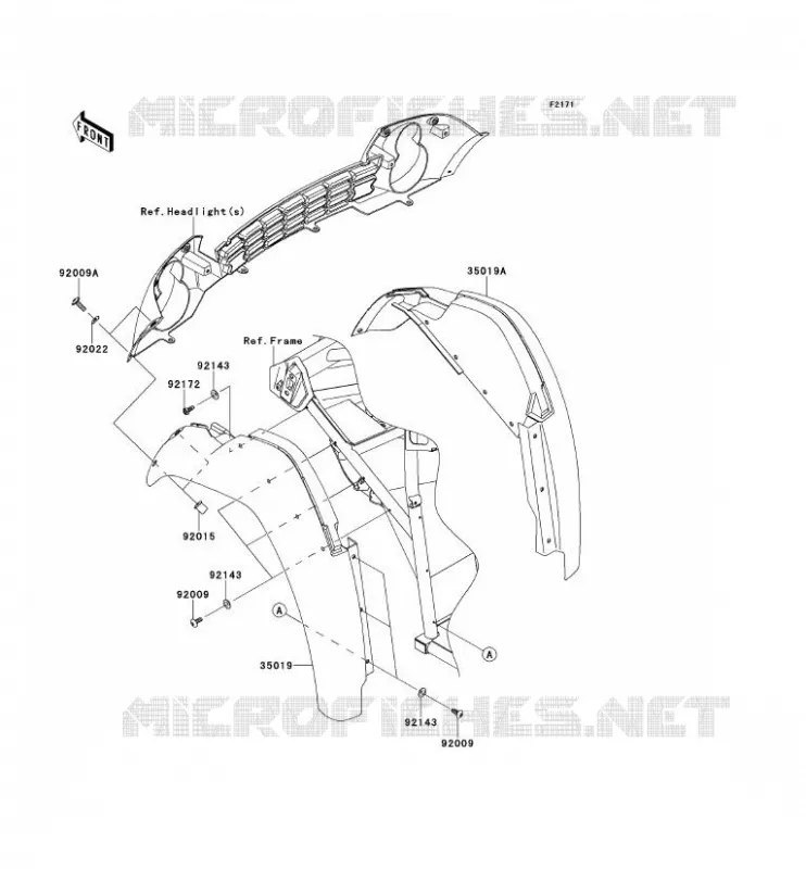 GARDE BOUE AVANT Kawasaki SSV 400 2013 MULE 610 4X4 XC  KAF400DDF