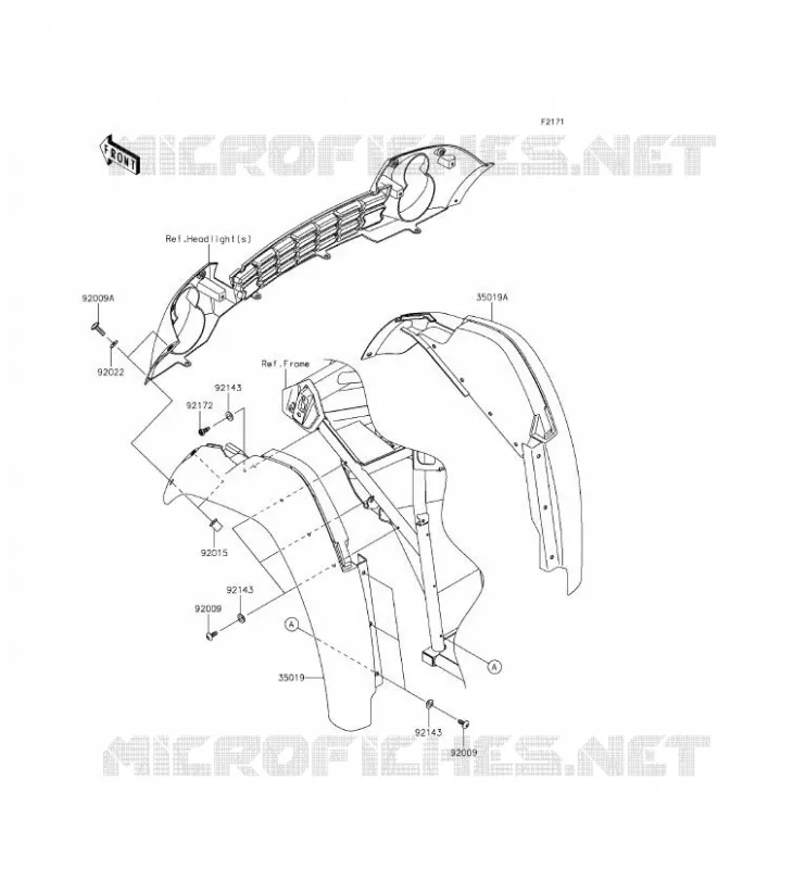 GARDE BOUE AVANT Kawasaki SSV 400 2013 MULE 610 4X4 XC  KAF400EDF