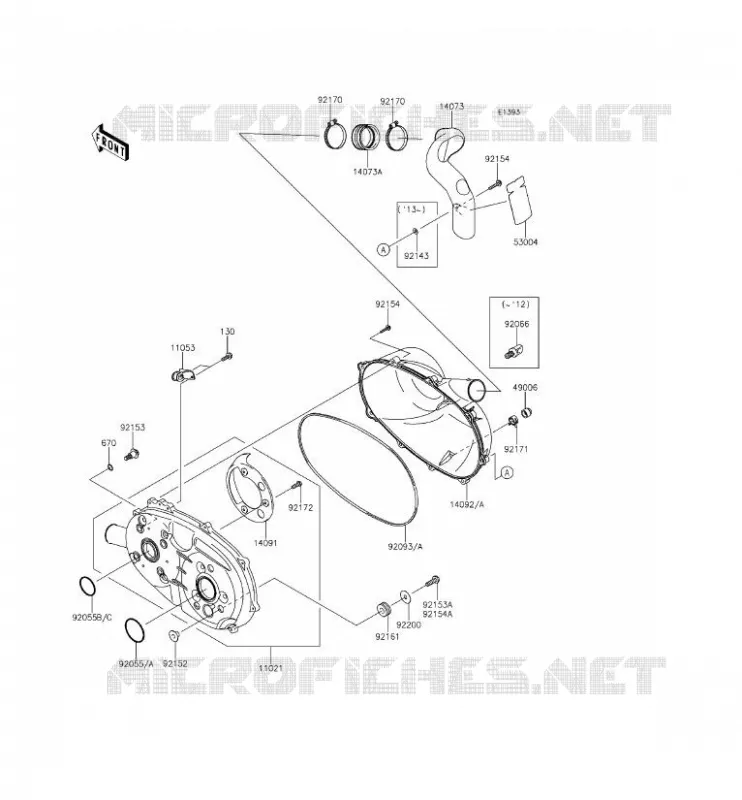 COUVERCLE CONVERTISSEUR Kawasaki SSV 400 2014 MULE 610 4X4 XC  KAF400EEF