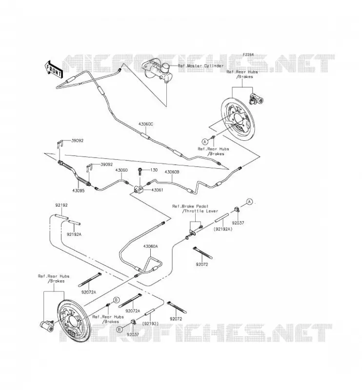 FLEXIBLE DE FREIN ARRIERE Kawasaki SSV 400 2015 MULE 610 4X4 XC  KAF400FFF
