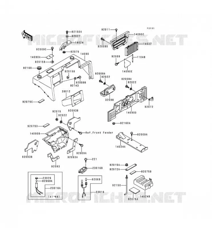 PIECE DE CADRE (COUVERTURE) Kawasaki SSV 620 no_year MULE 2510  KAF620-A1
