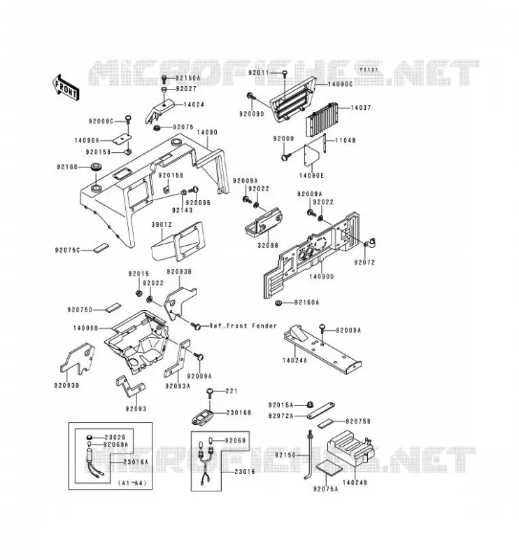 PIECE DE CADRE (COUVERTURE) Kawasaki SSV 620 no_year MULE 2510  KAF620-A2