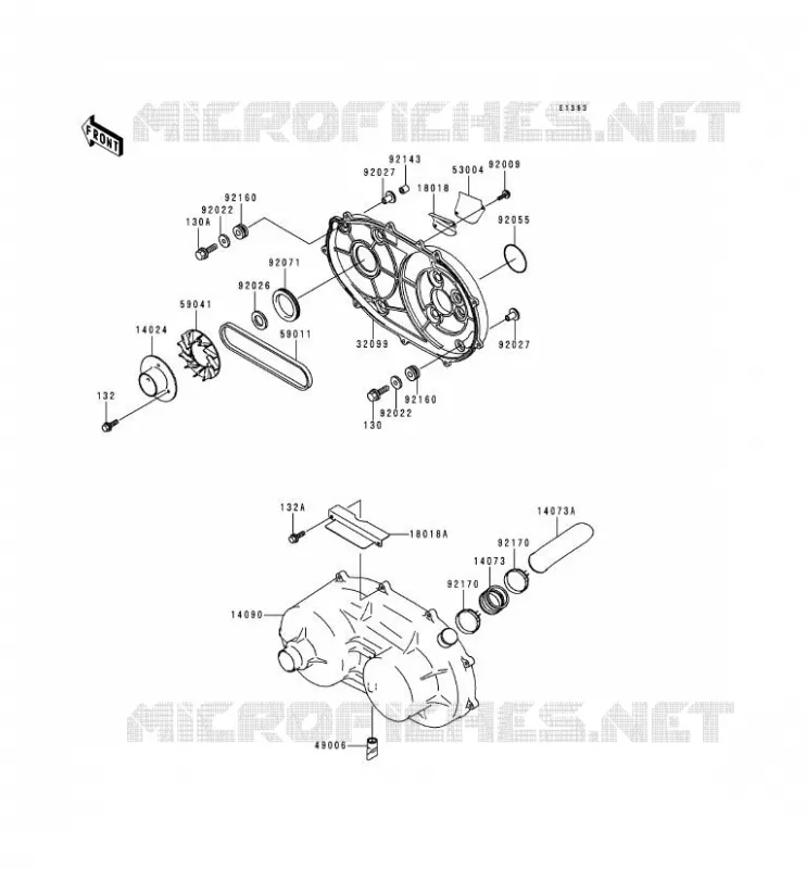 COUVERCLE CONVERTISSEUR/COURROIE Kawasaki SSV 620 2000 MULE 2510  KAF620-A6