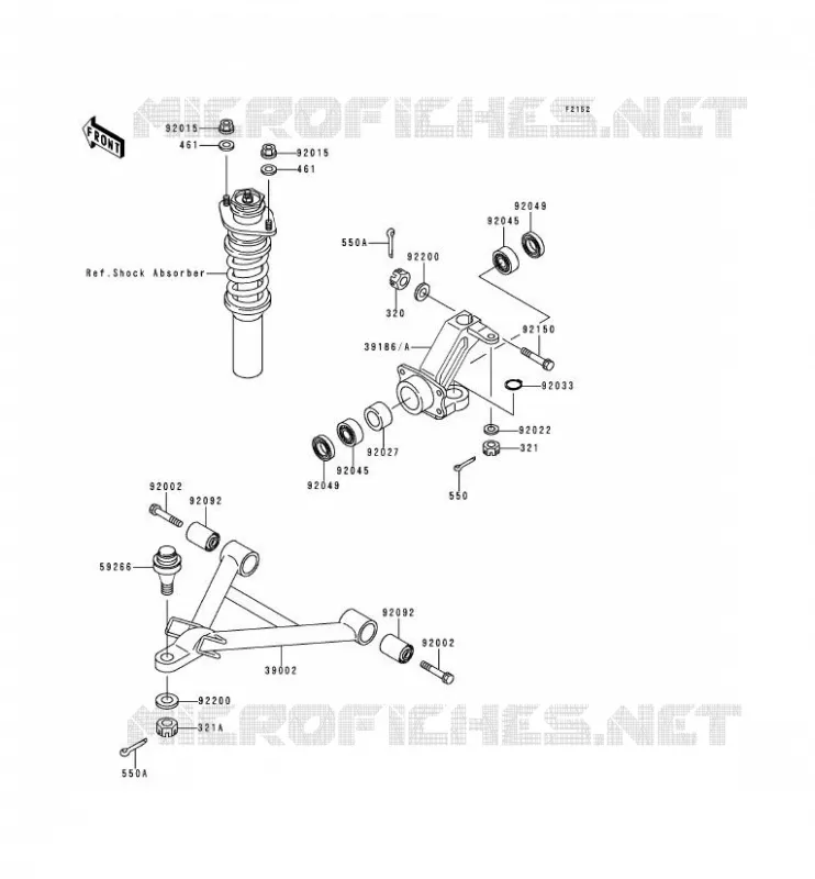 AMORTISSEUR AVANT Kawasaki SSV 620 1996 MULE 2500  KAF620-C2