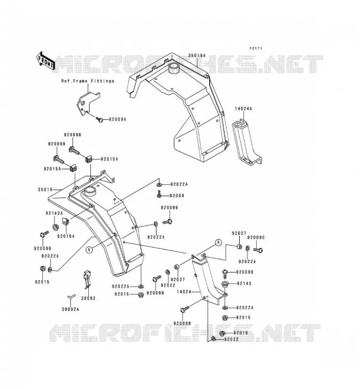 GARDE BOUE AVANT Kawasaki SSV 620 1996 MULE 2500  KAF620-C2