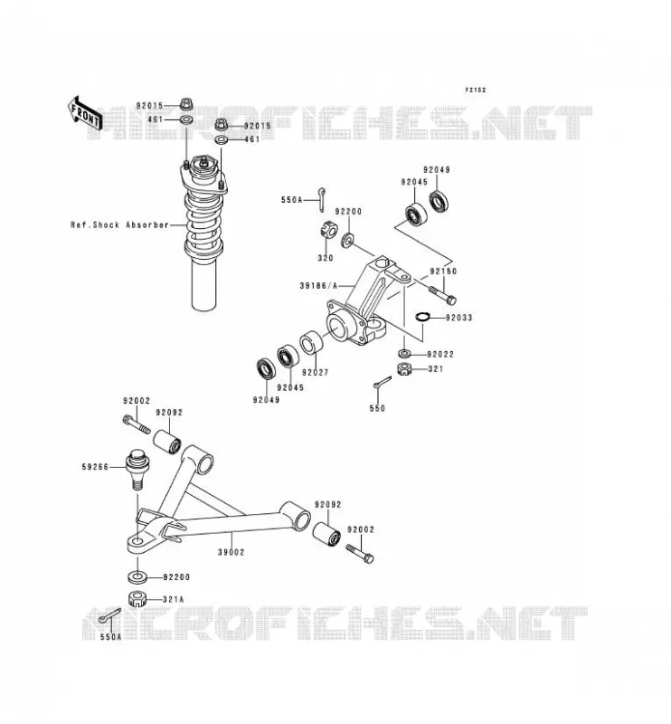 AMORTISSEUR AVANT Kawasaki SSV 620 1998 MULE 2500  KAF620-C4