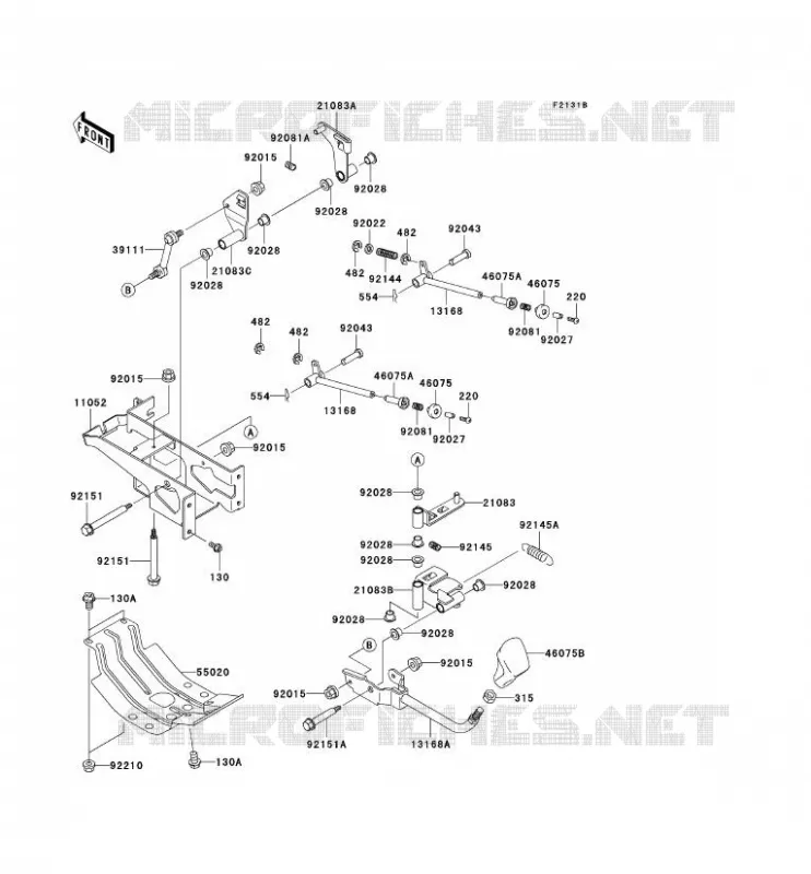 PIECE DE CADRE(LEVIER) Kawasaki SSV 620 2004 MULE 3010 4X4  KAF620-E4