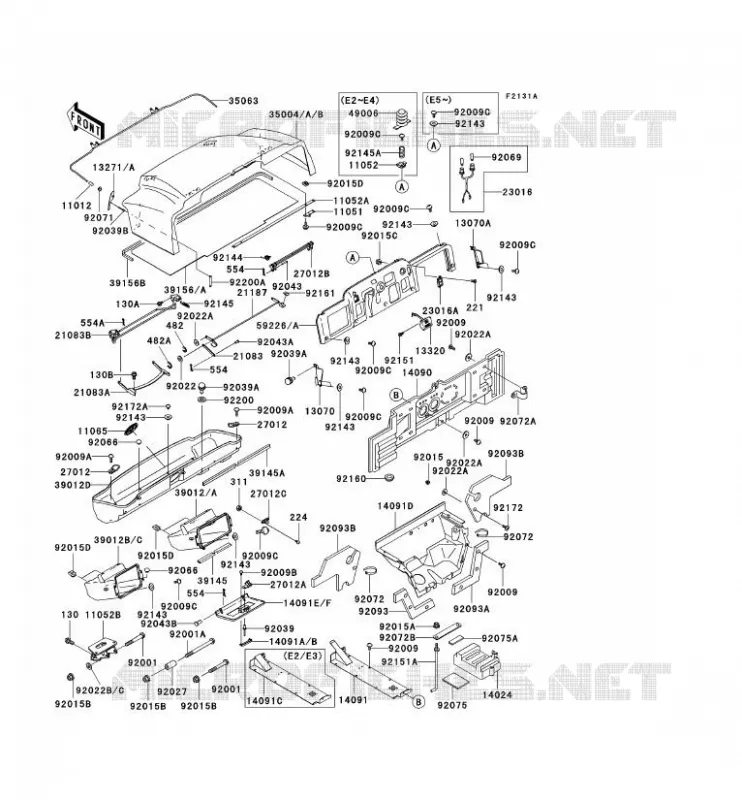 PIECE DE CADRE (COUVERTURE) Kawasaki SSV 620 2005 MULE 3010 4X4  KAF620-E5