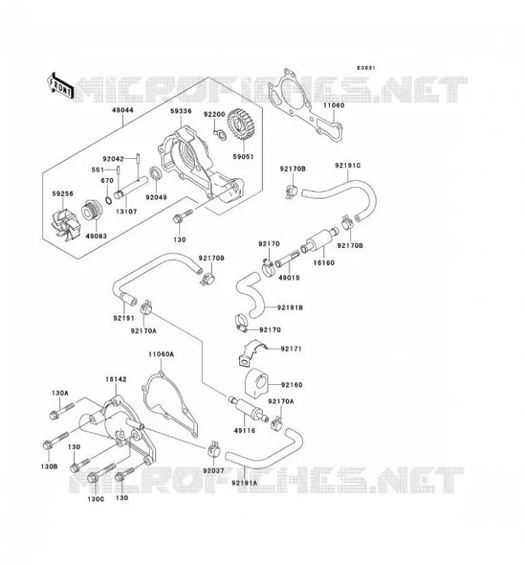 POMPE &Agrave; EAU Kawasaki SSV 620 2001 MULE 3000  KAF620-G1