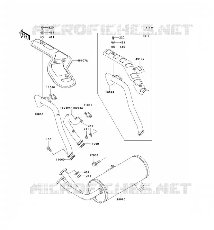 &Eacute;CHAPPEMENT Kawasaki SSV 620 no_year MULE 3000  KAF620-G5