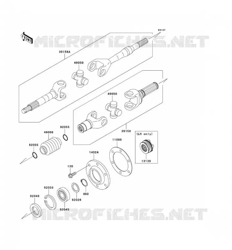 ARBRE DE TRANSMISSION(ARRI&Egrave;RE) Kawasaki SSV 620 2006 MULE 3000  KAF620G6F