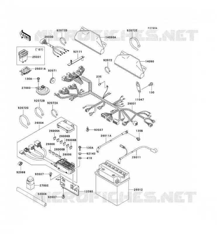 CHASSIS EQUIPMENT ELECTRIQUE Kawasaki SSV 620 2007 MULE 3010 4X4  KAF620H7F