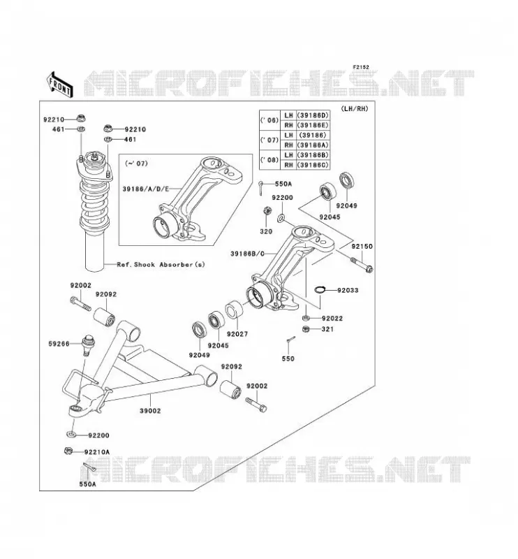 AMORTISSEUR AVANT Kawasaki SSV 620 2008 MULE 3010 4X4  KAF620H8F