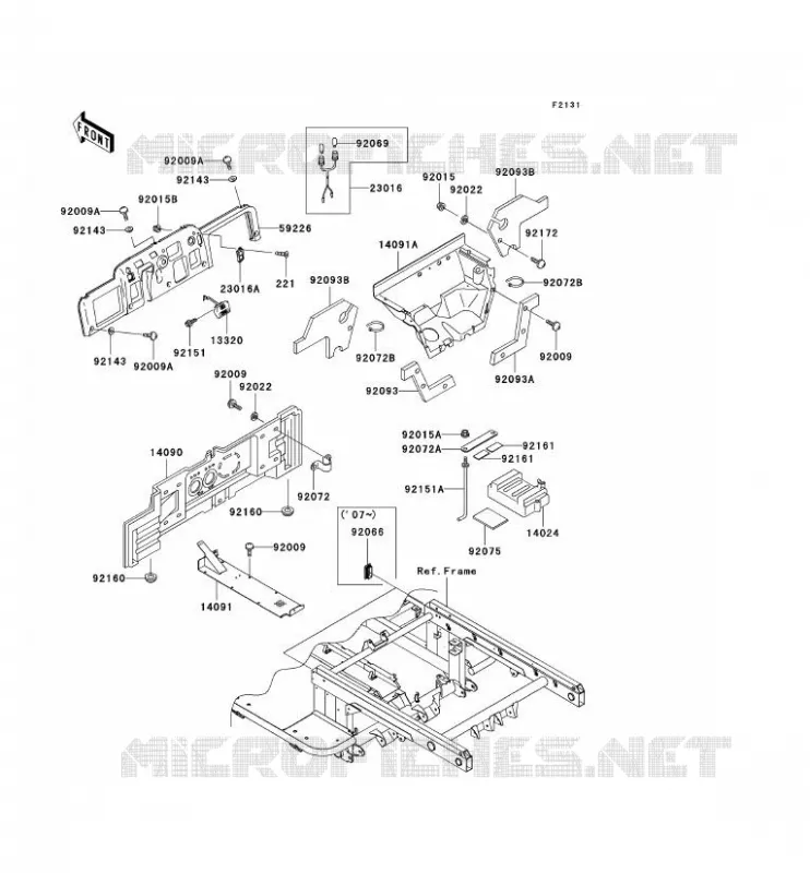 PIECE DE CADRE (COUVERTURE) Kawasaki SSV 620 2008 MULE 3010 4X4  KAF620H8F