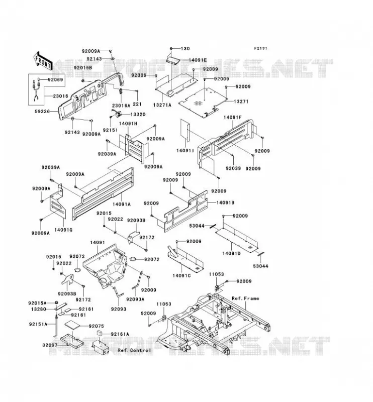 PIECE DE CADRE (COUVERTURE) Kawasaki SSV 620 2005 MULE 3010 TRANS 4X4  KAF620-J1